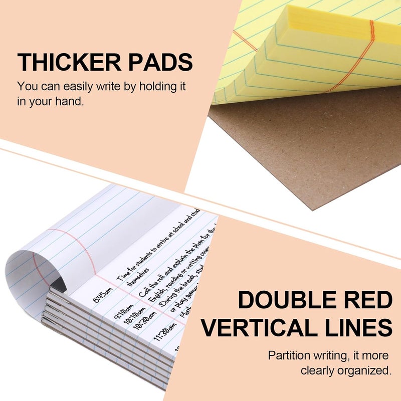 Utron 6 PCS Small Legal Pads 5x8 Yellow and White, Narrow Ruled Small Note Pads, Micro Perforated Writing Pad, College Ruled Legal Notepads 5x8 for Study, Office, To-Do Lists(30 Sheets/Small Notepad) - Image 3